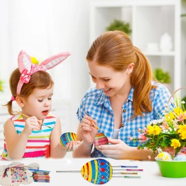 KATOOM 10 Pack Wind Chime Kit for Kids,Easter Egg Craft Kits DIY Windchimes Unfinished Wooden Egg Ornaments for Boys Girls Activity Art Project Easter Spring Party Decoration