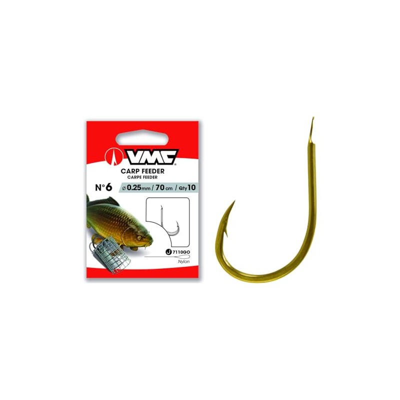 VMC Feeder Carp Hook 7110 Leader Hook Spiral Gold 70