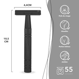 Bamboozy Safety Razor Starter Kit, Shaving Soap and 20 Razor Blades - Safety Razor for Men and Women - Aluminium - Zero Waste - Double Edge Wet Razor - Black