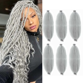 24Inch Afro Twist Hair 6Packs Springy Afro Twist Hair Afro Twist Marley Hair Crochet Braiding Hair (24 Inch (Pack of 6), Grey)