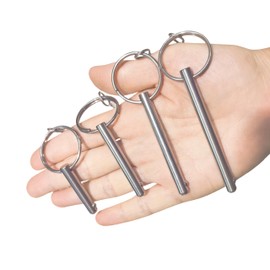(4 Sets) Dia.1/4 Single Ball Quick Release Pins, Full 316 Stainless Steel Bimini Top Ball Pins, Marine Hardware with Lanyard and Screws (Clamping Length: 2in)