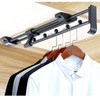 Autuwintor Closet Rod Retractable Closet Pull Out Rod Black Heavy