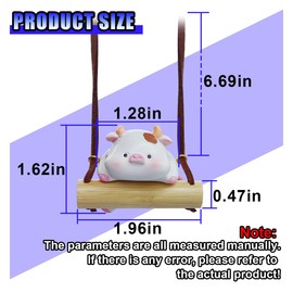 GAOLAOSY Swinging Cow Car Rearview Mirror Hanging Ornament, Cute Resin Animals Car Rear Mirror Charm Accessories, Fun Auto Interior Decoration Pendant Present for Women Girl (Cow)