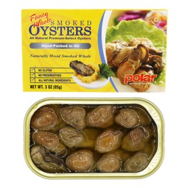 MW Polar Fancy Whole Smoked Oysters – 3 oz Cans (Pack of 12) | Naturally Wood-Smoked, No Preservatives, Gluten-Free