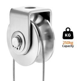 QWORK® 2 x 48 mm pulley pulley with welding block, made of stainless steel, load capacity 250 kg, suitable for automatic gates and steel cable up to 10 mm
