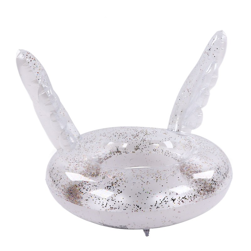 Inflatable Swimming Ring Sequin Swim Angel Wing Shiny Floating Tube