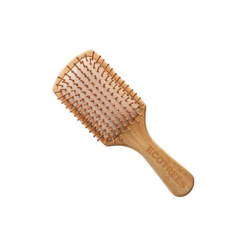 Hair Brush-Natural Wooden Bamboo Bristles Paddle Hairbrush Large. Eco-Friendly Massage