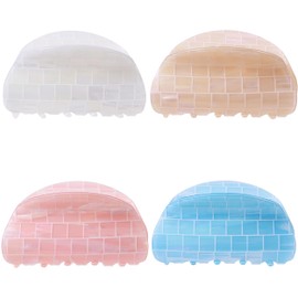 Checkered Hair Clips Strong Hold Hair Claw Clips French Design Non Slip Acrylic Barrettes Hair Claw for Thick Thin Hair Summer Hair Clamps Hair Catch Fashion Hair Accessories for Women Mother（4 Pack）