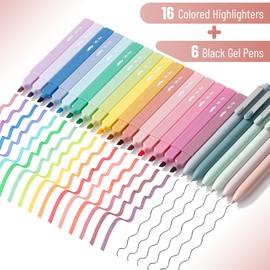 Mr. Pen- Aesthetic Highlighters and Gel Pens, 22 Pack, Assorted Colors Bible Highlighters No Bleed, Black Ink Gel Pens, Cute Highlighter Pens, No Bleed Highlighters for Bibles, Aesthetic Gel Pens