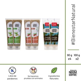 Bienestar NEEM ERFRE Pasta de Dientes Natural Sabor Menta, Canela y Cardamomo | Sin Fluoruro, Gluten, Sulfatos (SLS), Parabenos, Petrolatos, Triclosan, Azucar