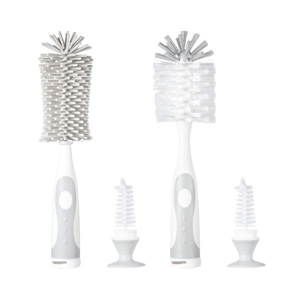 Chemimoso Multifunctional Cleaning Brush, Baby Bottle Brush, Water Bottle Brush Cleaner, Cup Brush (Rotate The Suction Cup to Obtain The Small Bristle Brushes Hidden in Handles) Set A, Grey