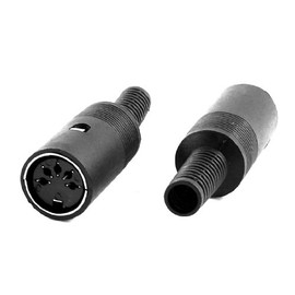 sourcing map 6cm Length Black Plastic DIN 5 Pin In-Line Female Socket 2 Pcs