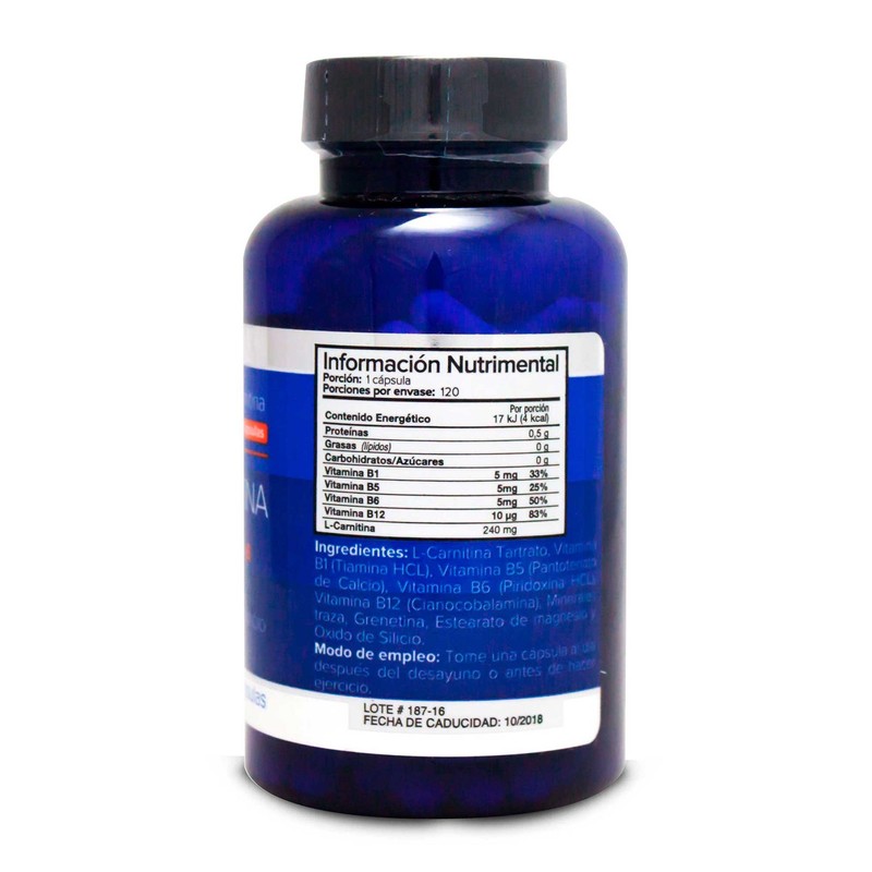 5H8 Nutrition L Carnitina Complejo B Naranja 120 caps de