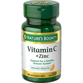 Vitamin C + Zinc by Nature's Bounty, Vitamin Supplement, Supports Immune Health, 60 mg, 60 Tablets