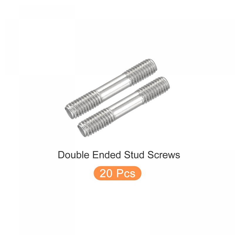 sourcing map Double Ended Stud Screws (M6 Thread 35mm Length)