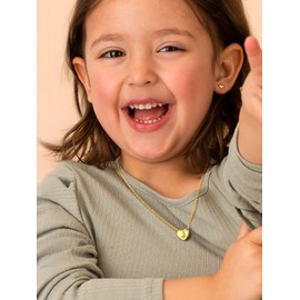 GOLDCHIC JEWELRY Heart Necklace Women's Necklace with Letters Necklace Girls Copper Rolo Chain 1.4 mm Wide Layering Chain 41 cm Name Chain Gold Jewellery for Birthday