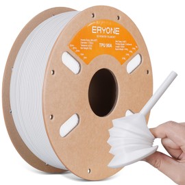 ERYONE TPU Filament 1.75mm +/-0.03mm, Flexible TPU 90A 3D Printer Filament 1kg Spool(2.2 lbs), Print with Most FDM 3D Printers, White