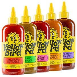 Yellowbird® Classic Hot Sauce Variety Set 19.6 oz Tabletop Size (Mellow to Real Hot | 5 Flavors | Made in Texas)