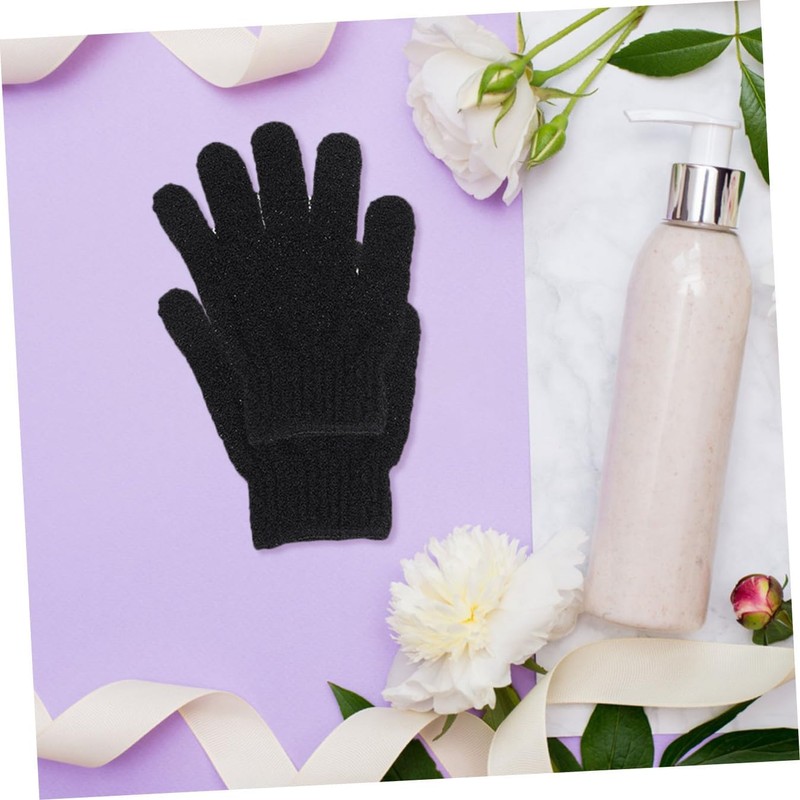 Poliéster Guantes de Ducha Exfoliantes Negro Blanco 10 Piezas