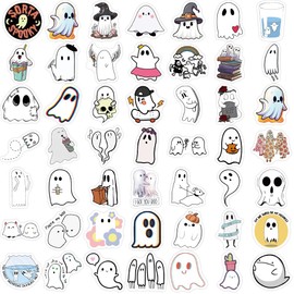 100 Packs Cute Ghost Stickers Water Bottles Laptop Phone Motorcycle Computer Guitar Skateboard Hydroflasks Ghost Vinyl Sticker Waterproof Aesthetic Trendy Decals for Teens Girls Adults