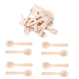 Mini Wooden Spork, 100PCS Bamboo Forks, Disposable Wooden Forks for Dessert, Appetizers, Cocktails