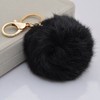 Miraclekoo Cute Rabbit Fur Ball Key Chain Black Pom Pom
