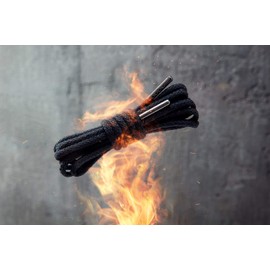 WorkerWalker Round Shoe Boot Laces, Unbreakable Indestructible Fire Abrasion Cur Resistant and Flame Retardant, Made of Kevlar Para Aramid Fibre, XTR Laces PRO, 1 pair (91 - Black / 110 cm - 43 inch)