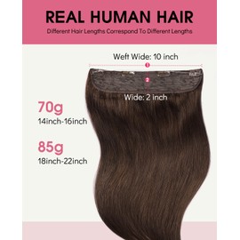 Youngsmile Wire Hair Extensions 20Inch #2 Dark Brown Invisible Line Wire for Real Human Hair Fish Line 85g Hair Extensions Straight Hidden Thick Hair Exteniosn for Women(wire#2-20inch)