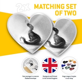 2 x Heart Stickers 7.5 cm - BW - Cute Baby Dragon Kids Fun Decals for Laptops,Tablets,Luggage,Scrap Booking,Fridges, #37961