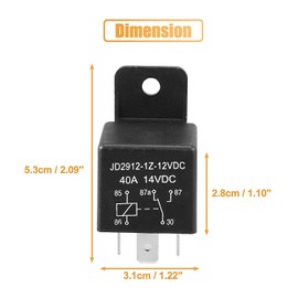2 Pcs JD2912-1H-12VDC 5 Pin DC 12V 40A Relay Multi-Purpose Automotive Relay Heavy Duty Standard Relay for Car Motor, Auto Universal Replacement Accessories