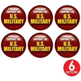 Beistle 6 Piece Support Our Troops United States Military Pinback Button Badge Pins For 4th Of July Patriotic Decorations Independence Day Party Supplies And Favors