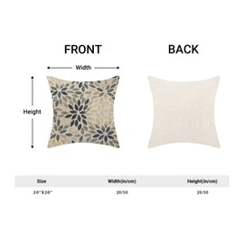 AEIOAE Navy Blue Dahlia Pillow Covers 20 x 20 Inch Set of 2, Vintage Geometric Dahlia Flower Throw Pillow Covers Farmhouse Outdoor Floral Decorative Pillows for Couch Home Sofa Living Room