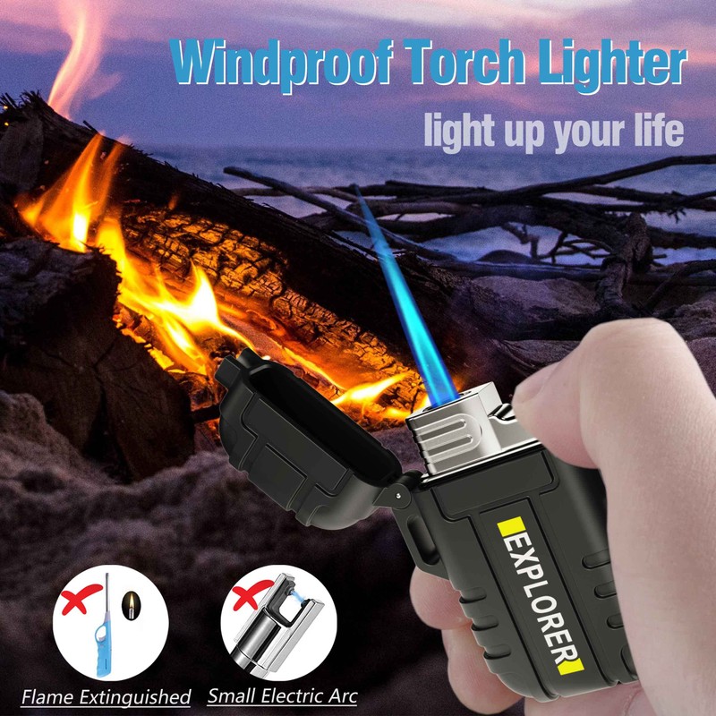 Torch Lighter, 2 Pack Butane Lighter, Windproof Outdoor Gas Lighter