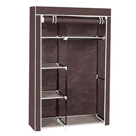 Knocbel 64" Tall Freestanding Closet Organzier Clothes Garment Rack with Storage Shelves & 1 Hanging Rod (Dark Brown)