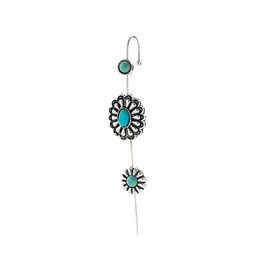 Turquoise Retro Earrings Women Girls Flower Long Bar Piercing Ear Boho Earrings (Antique Silver, One size)