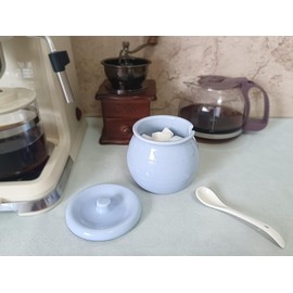 Homyne 1 Sugar Bowl with Lid and Spoon for Coffee Bar Accessories, Sugar Jar with Lid and Spoon (Violet)