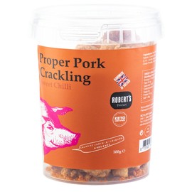 Proper Pork Crackling - 6 X 100g Pots – Available in Multiple Flavours - Keto-friendly, Allergen-Free, Low Carb & High Protein, Handmade in Britain (Sweet Chilli)