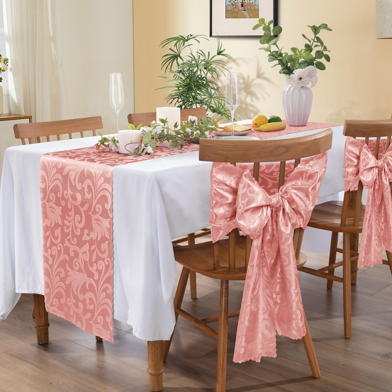 MILVOWOC 4 Pack Rose Gold Satin Table Runner, 12 x