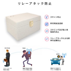 JXE JXO Relay Attack Prevention Case, Smart Key Box, Radio Signal Isolation, Signal Isolation, Disconnect, RFID Blocking, Complete Shut-off, Car Theft Prevention, Skimming Prevention, Electronic Keys (Beige)