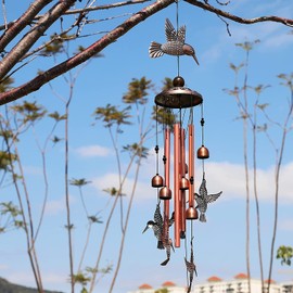 Hummingbirds Wind Chimes Decoration, Aluminum Chime, Outdoor Decor Bronze Garden Wind Chime