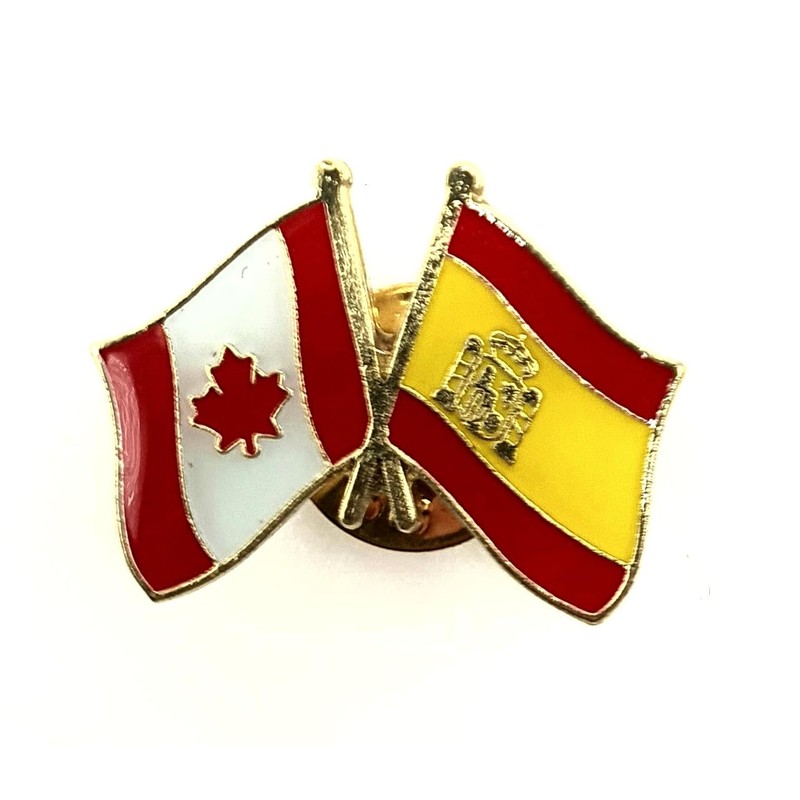 Spain Canada Flag Pin Badge Metal EU Europe Metal Lapel