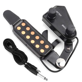 12 Sound Hole Acoustic Guitar Pickup - Magnetic Transducer with Volume & Tone Control Tuner Kit, Easy Installation