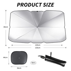 Noeborty Auto Sonnenschutz Frontscheibe, mit 4 Stück Sonnenschutz Auto Seitenscheibe, UV-Schutz Sonnenschirm, Faltbares Design, für die meisten Autos und SUV (135 * 80cm)