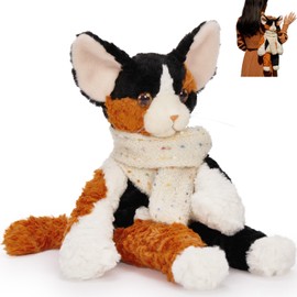 MorisMos Calico Cat Stuffed Animal Plush, 20" Realistic Devon Cat Toy Convertible to Sling Shoulder Crossbody Backpack, Soft Huggable Plush Kitty Toy, Kawaii Kitty Bag Gift for Kids Girls Women