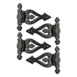 Akatva T Hinge Set - 4 Piece Gate Hinges for Wooden Fences Heavy Duty - Barn Hinges for Doors - Black Hinges – Hinges for Shed Door - Door Hinges Black Matte - Hinges Outdoor - Fence Strap Hinge Set