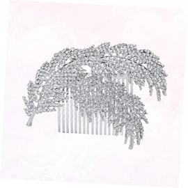 FRCOLOR Leaf Design Bride Hair Comb Rhinestones Elegant Headwear for Weddings Parties Proms Stylish Photography Props for Women Chic for Friends