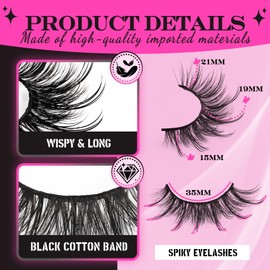 Veleasha Manga Lashes Spiky Eyelashes Fluffy Wispy & Long Lash Cat Eye Eyelash Anime False Eyelash 8D Effect Strip Lashes lash Extension Look Volume Fake Eyelashes 14 Pairs Pack (Angel)