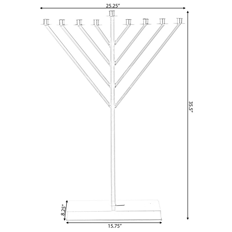Vintiquewise Large Metal Silver Coated Hanukkah Menorah 3 Ft. for