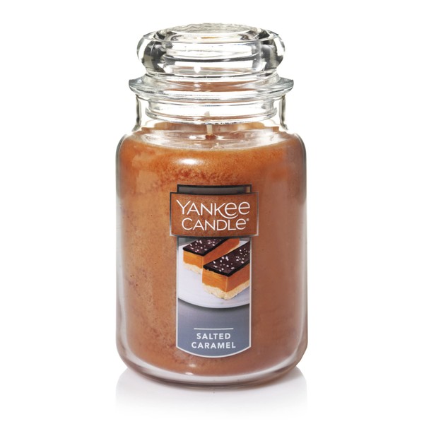 Yankee Candle Salted Caramel Scented, Classic 22oz Large Jar Single Wick Candle, Over 110 Hours of Burn Time