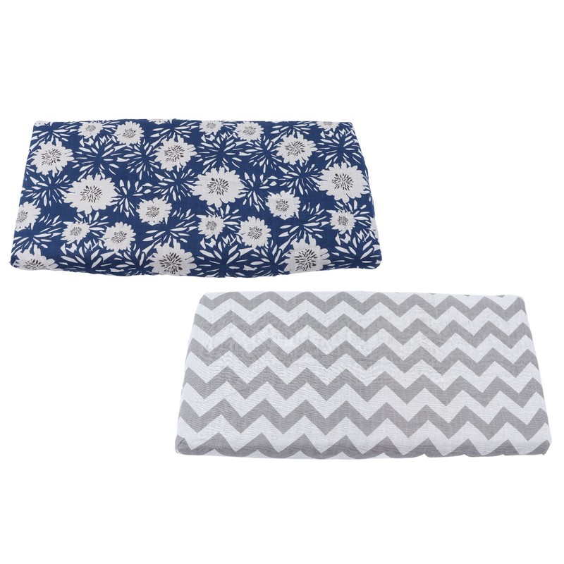 2Pcs Baby Crib Sheets Cotton Yarn Detachable Print Fitted Crib
